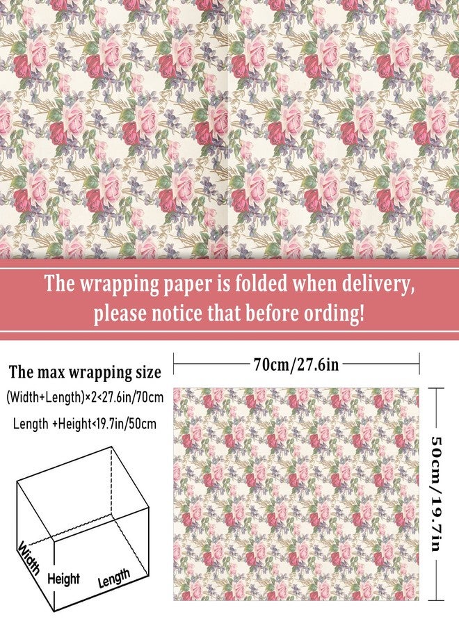 Whaline 12 Sheet Vintage Floral Wrapping Paper Spring Retro Flower Gift Wrap Paper 27.6 x 19.7 Inch Decorative Holiday Folded Art Paper for Birthday Wedding Baby Shower Party DIY Craft Packing - Image 2